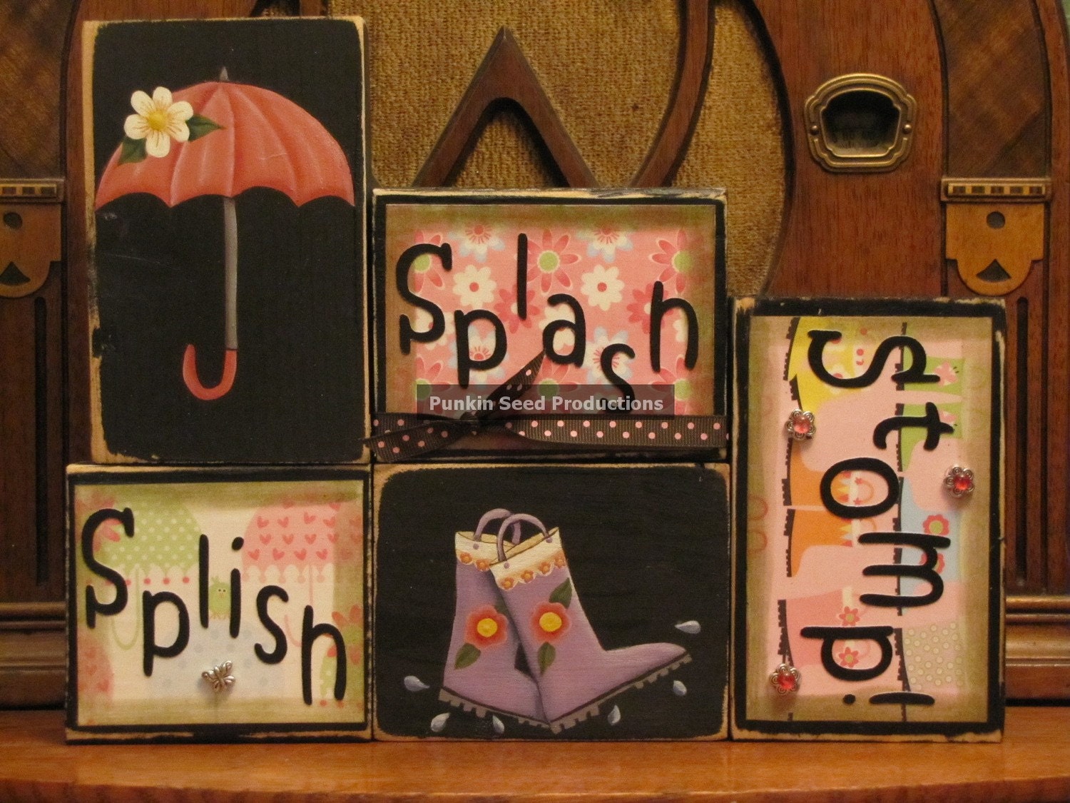 Spring Decor - Splish, Splash, Stomp Spring  Sign Word Blocks