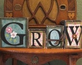 Spring Decor - Grow Spring Sign Word Blocks