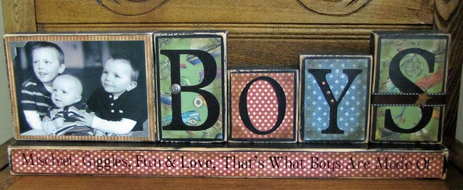 Customized Boys Name Sign Blocks