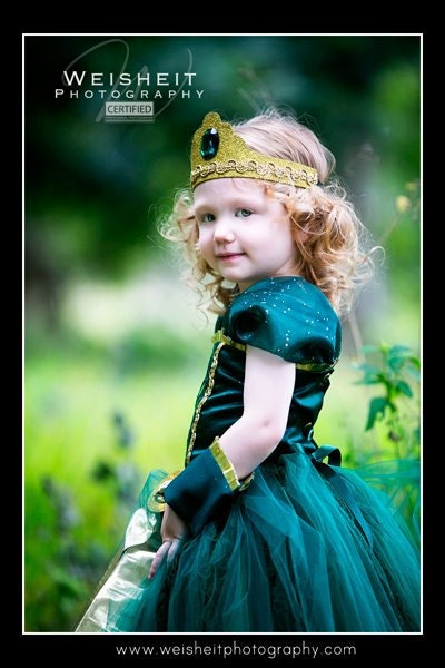 BRAVE LITTLE PRINCESS Merida Inspired Corset Top and Tutu Set with Wrist Cuffs and Tiara
