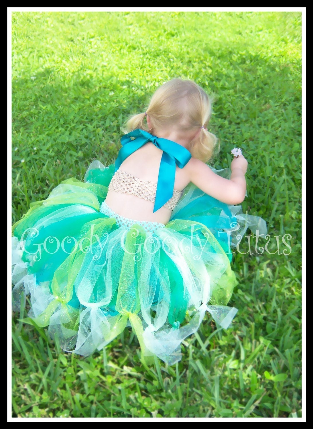 UNDER THE SEA Little Mermaid Inspired Sparkly Tutu and Flowered Bikini Top