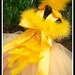 SWEET LITTLE CHICKADEE Yellow Crocheted Tutu Dress with Maribou and Fluffy Tailfeathers with Matching Headpiece