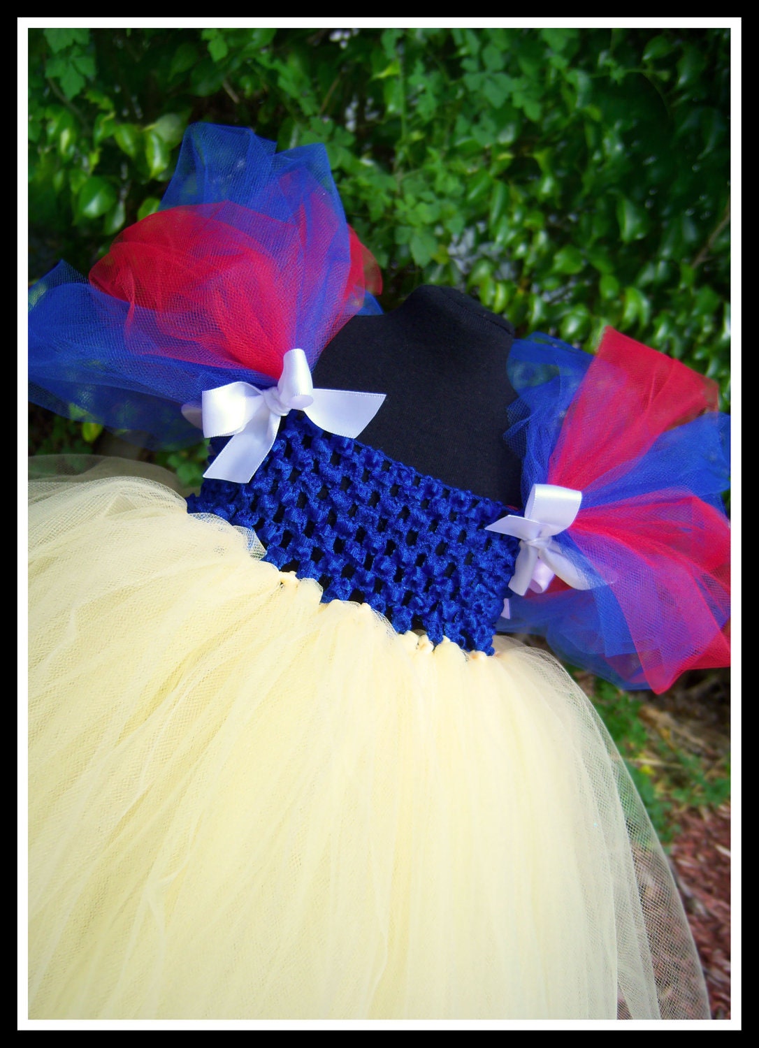 FAIREST OF ALL Snow White Inspired Babydoll Tutu Dress with Red Satin Bow Headband