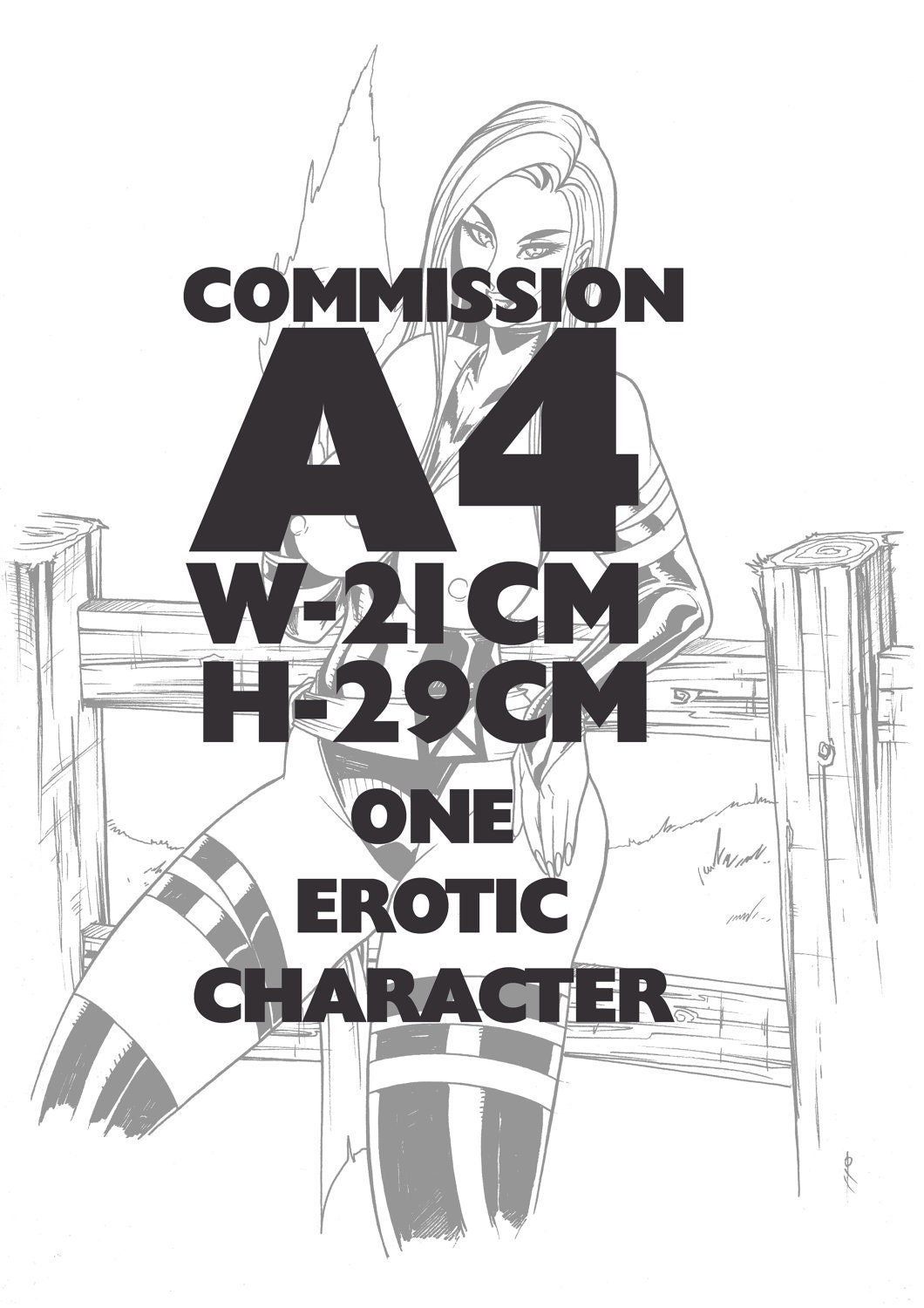 Erotic Comic Art Commission One Character A4 Black and White Original Artwork by Comicbook Artist Boo