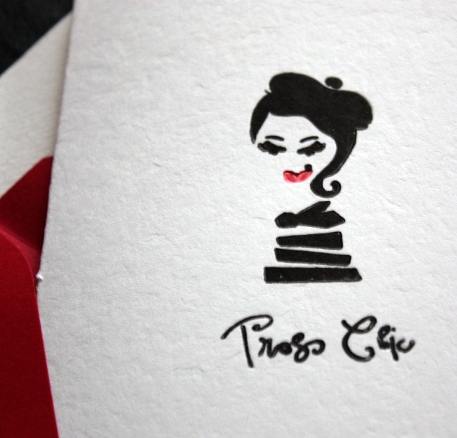 Tres Chic French Girl Flat Card With Envelope