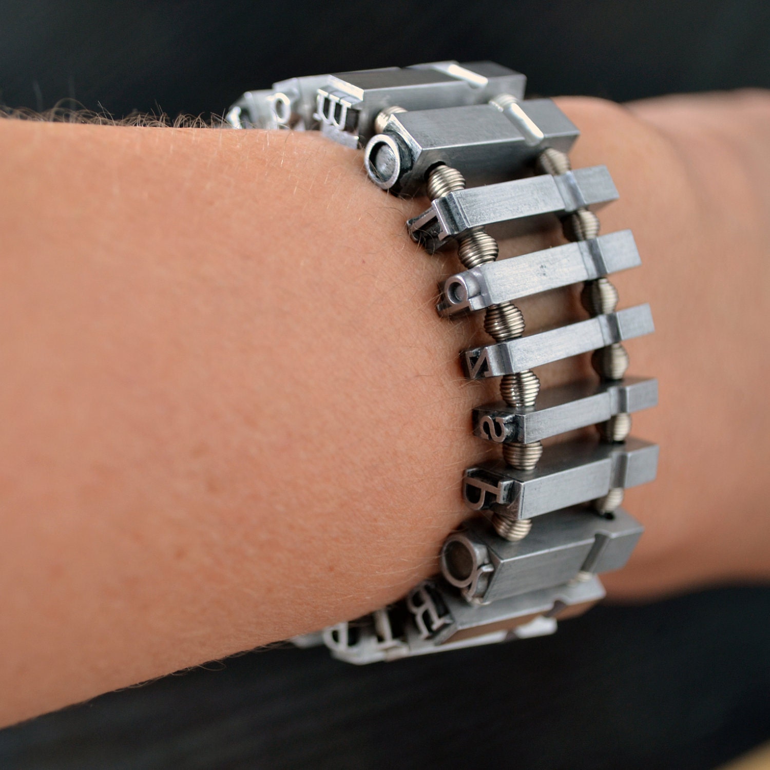 Vintage Letterpress Bracelet - Metal Type - Various letters