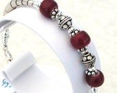 Bracelet - Antique Red White Heart Trade Bead - 1800's