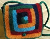 Pattern - Log Cabin Felted Purse - messenger style bag with shaped sides