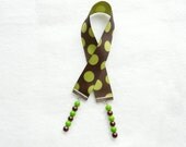 Brown And Green Polka Dot Ribbon Bookmark (C11)