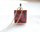 CLEARANCE - Strawberry Scrabble Tile Pendant With Ball Chain Necklace (A8)