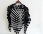 Dark Black Romantic Shawl-Sale,Gift For Her, Mothers Day,Party, Spider Pattern With Stamp Beads TeamT