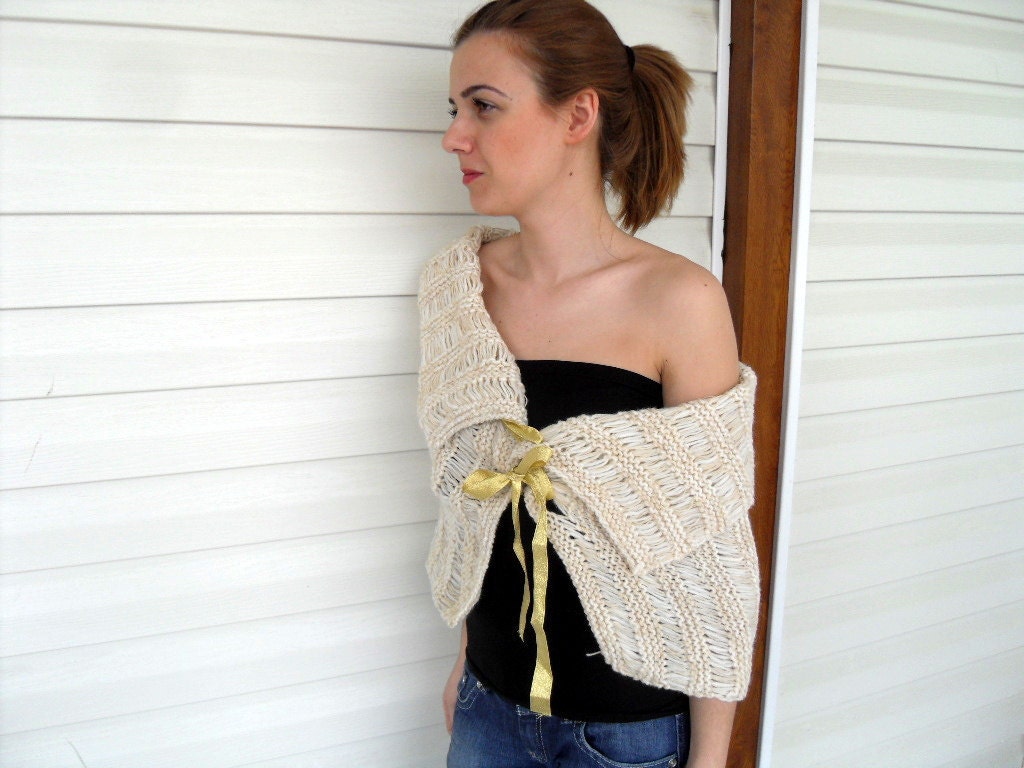 Capelet Wedding Shawl Ivory Capalet Summer Fashion With Yellow Bow Sand