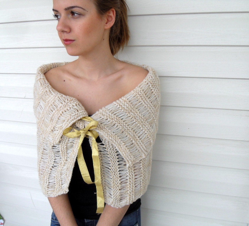 Capelet Wedding Shawl Ivory Capalet Summer Fashion With Yellow Bow Sand