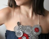 Silver Leather Valentine Necklace with Love Flowers