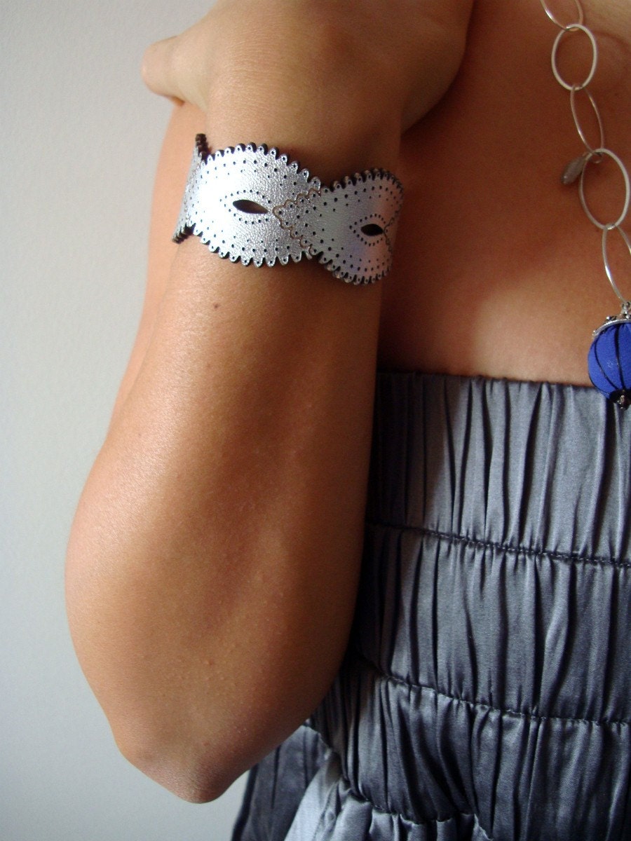 Silver Leather Braid Cuff