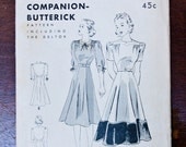 Vintage Butterick Dress Pattern 8064 1930s 1940s
