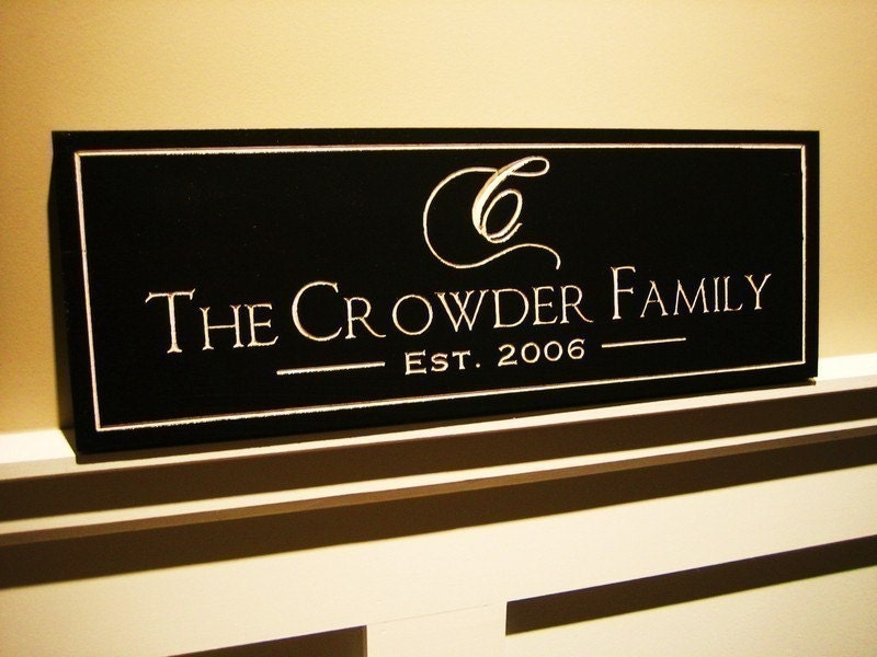 7x20 Carved Personalized Family Name Sign Custom Made Just for you. Makes a great wedding or anniversary gift