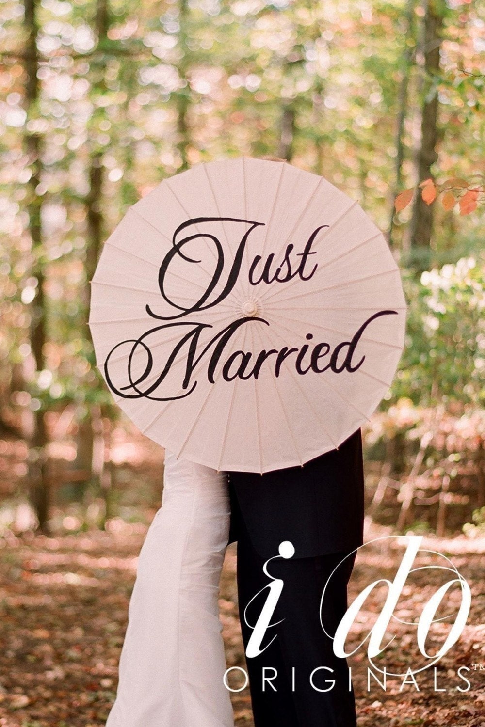 Just Married Wedding Parasol- As Seen In Weddings Unveiled Magazine - iDoOriginals