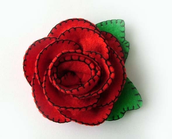 Red Rose Brooch Boutonniere