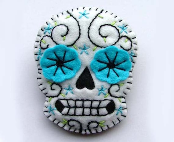 Day of the Dead Skull Felt Brooch