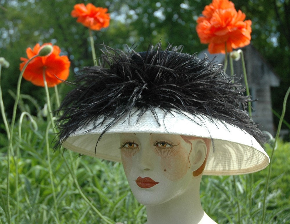Elegant Black and White Kentucky Derby Straw Hat