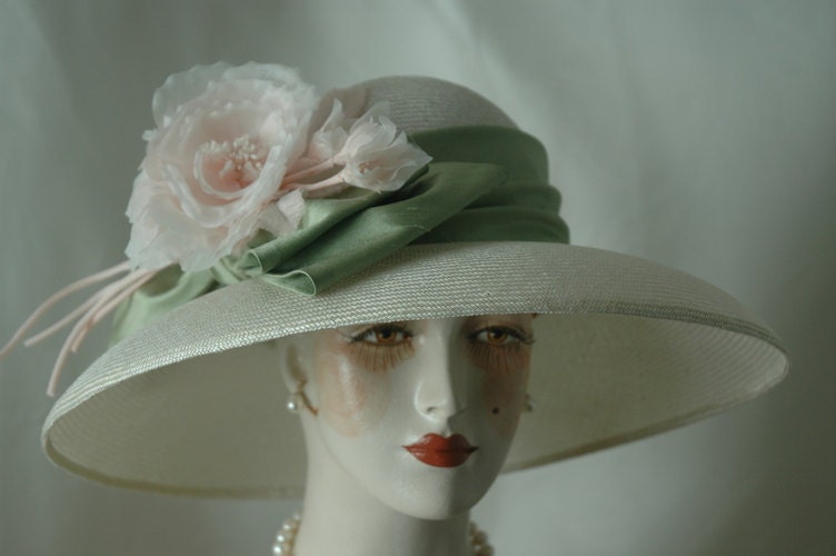 Ivory Wide Brim Ladies Couture Hat