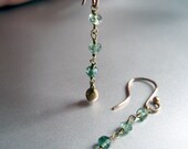 Green Tourmaline Solid 14k Rose Gold Dangle Earrings