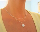Double Strand Necklace, Bridesmaid Gifts, Pearl Necklace, Beaded Sterling Silver Chain with Coin Pearl