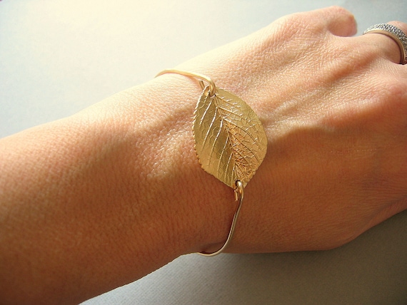 Gold Leaf Bangle, Gold Bangle, Gold Bracelet, Valentines Gift