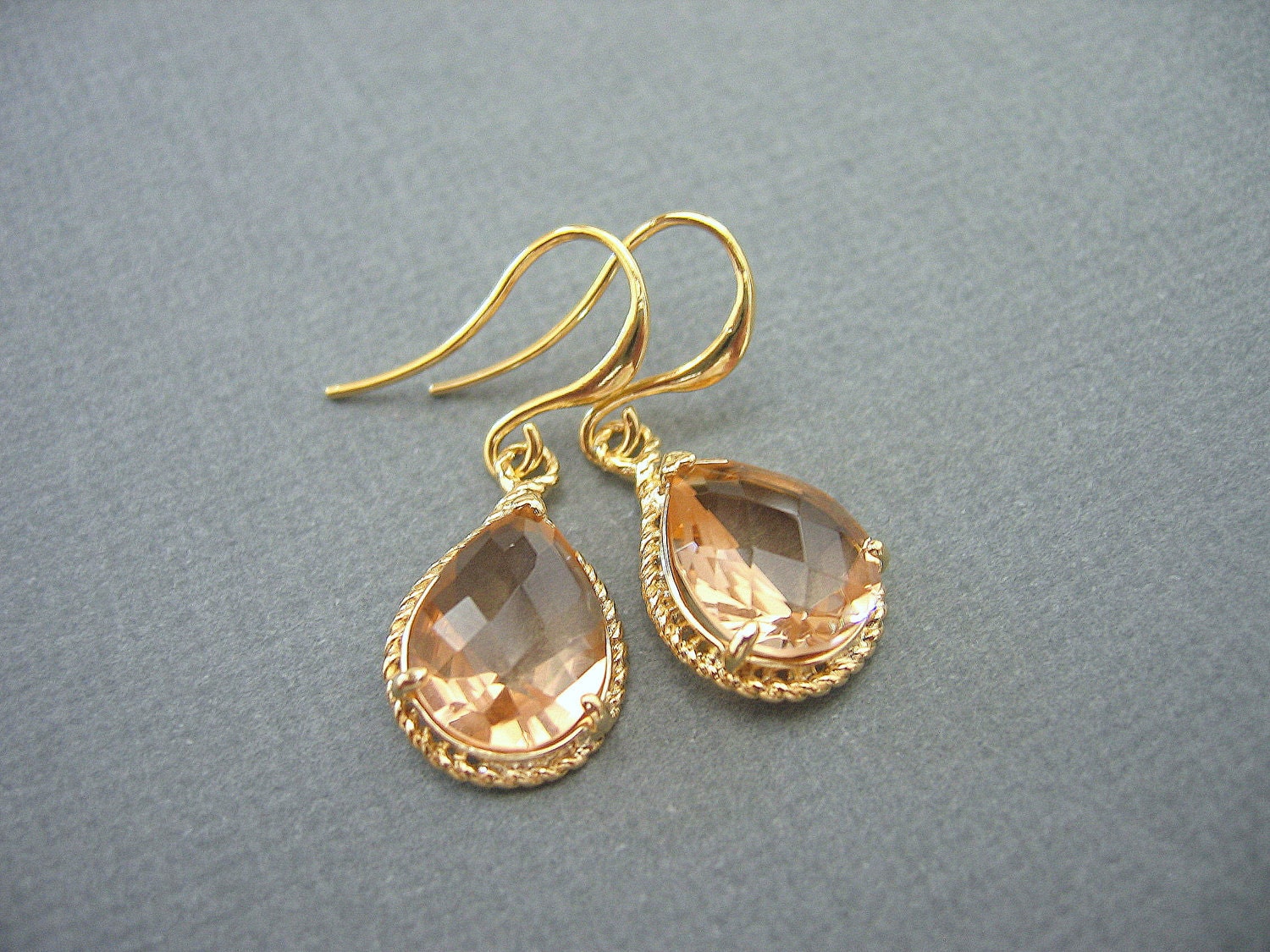 Rosaline, Peach, Champagne Earrings, mother's day jewelry, Bridesmaids Jewelry, Bridal Jewelry