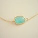 Asymetrical Aqua Necklace,  Gold Necklace