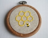 Honey Bee Embroidered Hoop Art - 3 inch - Made to Order