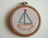 Sailboat Embroidered Hoop Art - 3 inch