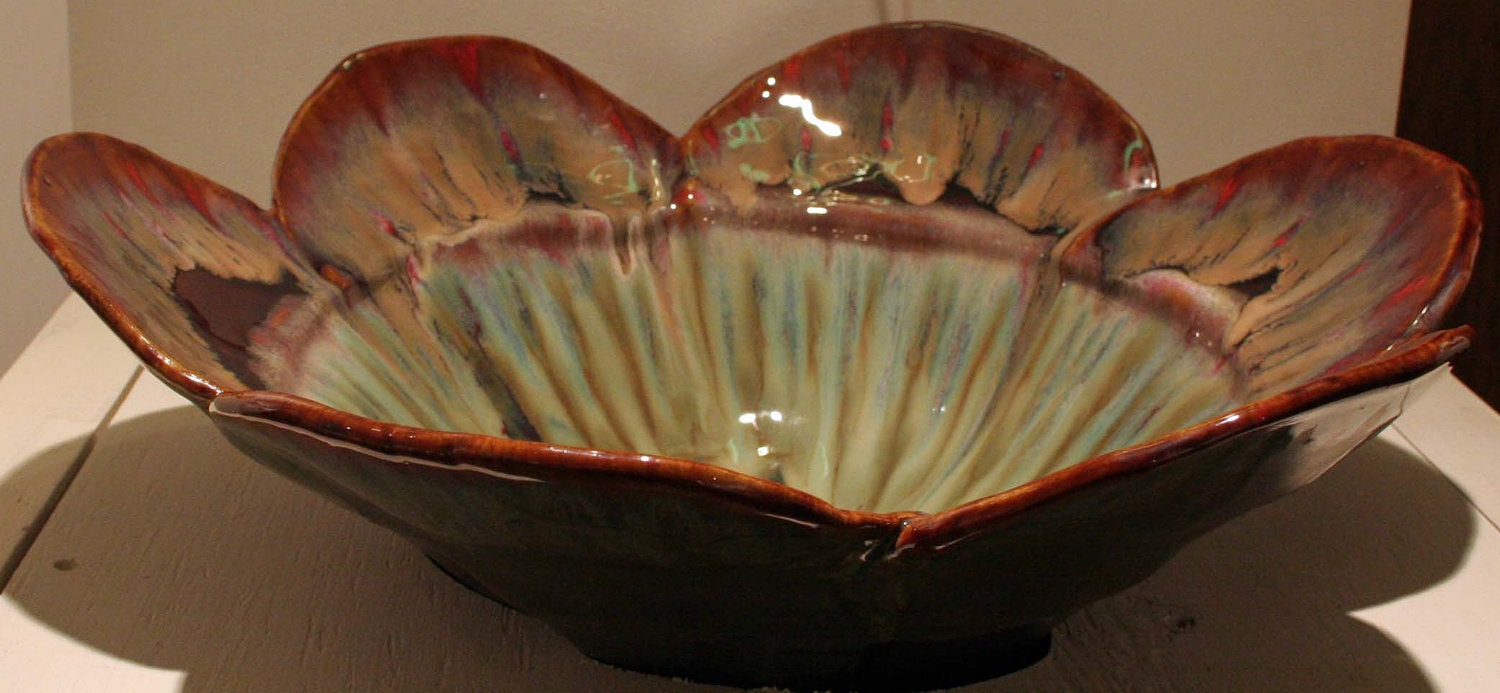 FlowerPower3 Handmade Custom Vessel Sink in green, red, brown, cream...rainbow