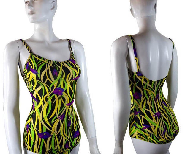 Emilio PUCCI for Formfit Rogers Psychedelic Iris Vintage 1960s - 1970s Lingerie Body Suit Camisole  S / M
