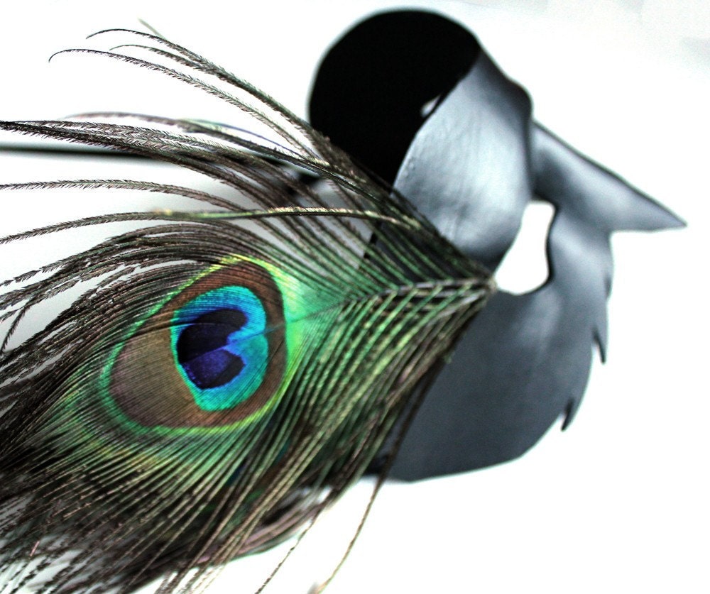 Dark Peacock - Handmade Leather Mask