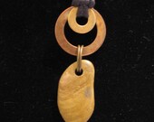 urban artifact necklace - Lake Michigan beach pebble, brass washers