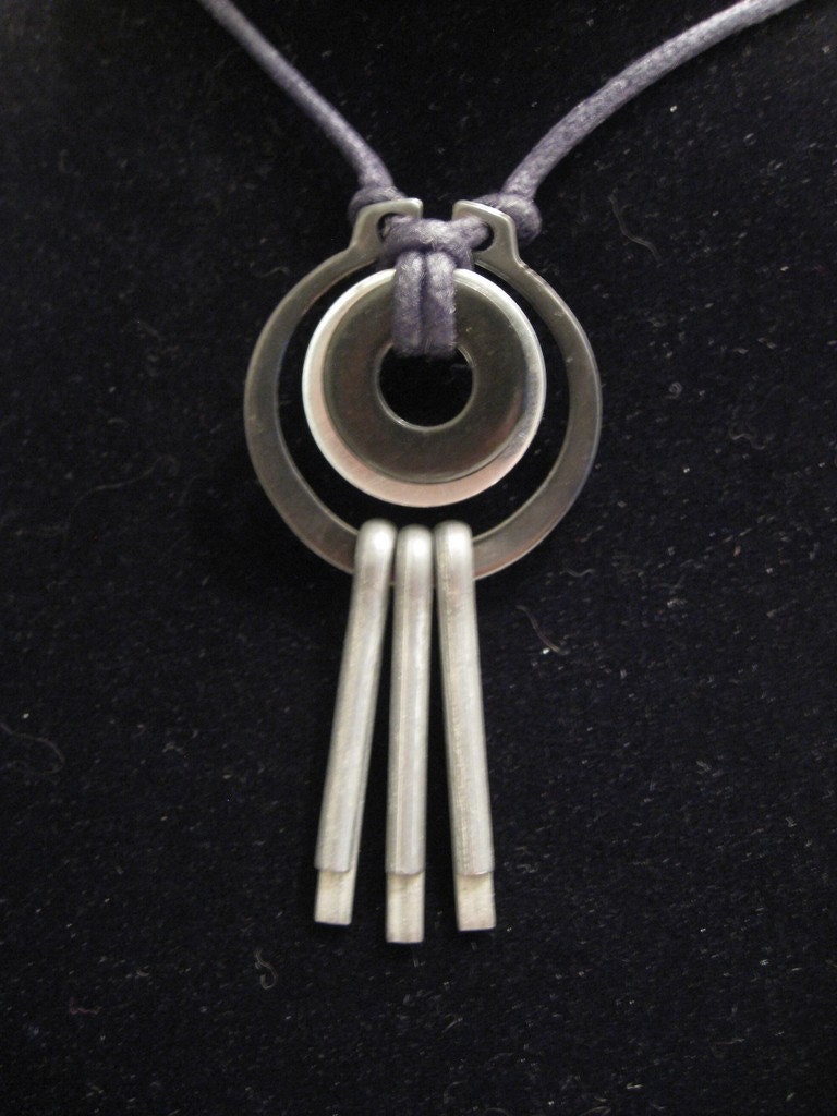 urban artifact necklace - black washer, shiny washer, retaining ring, cotter pins