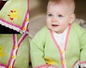 Hand knit baby Cardigan Easter theme
