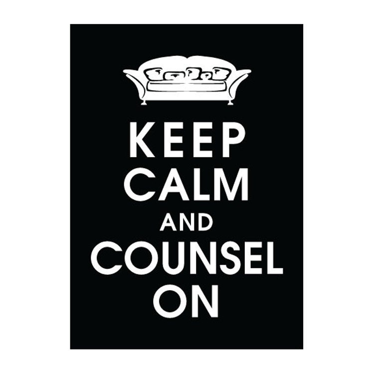 Keep Calm and COUNSEL ON, 5x7 Print (Psychologist Couch) (Featured Black) Buy 3 and get 1 Free Keep Calm art