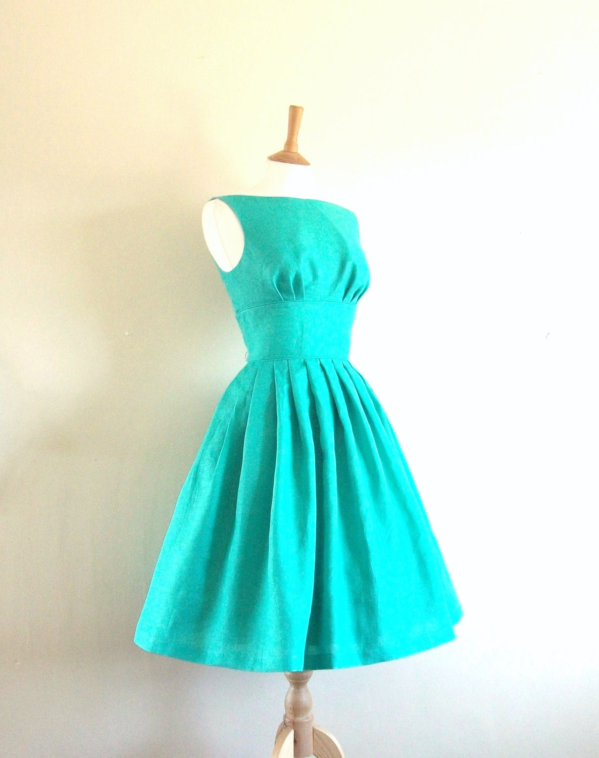 Size UK 14 (US 12) - Aqua Blue Tiffany Prom Dress - Made by Dig For Victory