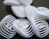 Vintage White buttons Set of 8 pierced lattice Mid Century SMALL