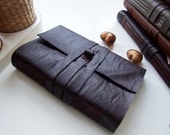 Handmade Notebook Journal - Brown Leather A6-    un-bleached brown paper.