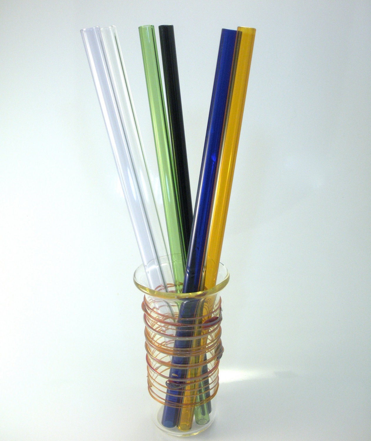 Pyrex Glass Smoothie Drinking Straws Borosilicate Set of (6)