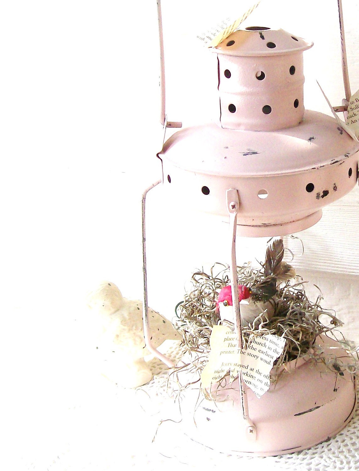 Pink Birdcage  Shabby Prim Rustic Cottage Romantic Decor