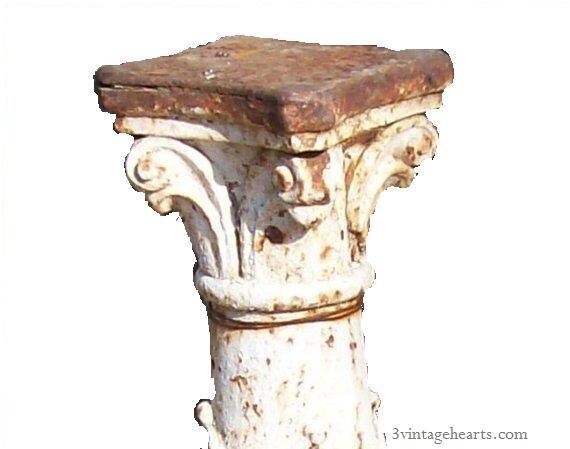 Architectural Salvage Shabby Rusty Ornate. Antique Column from 3VintageHearts