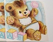 Vintage Lot of 10 Baby Teddy Bear Tally Cards  - Unused