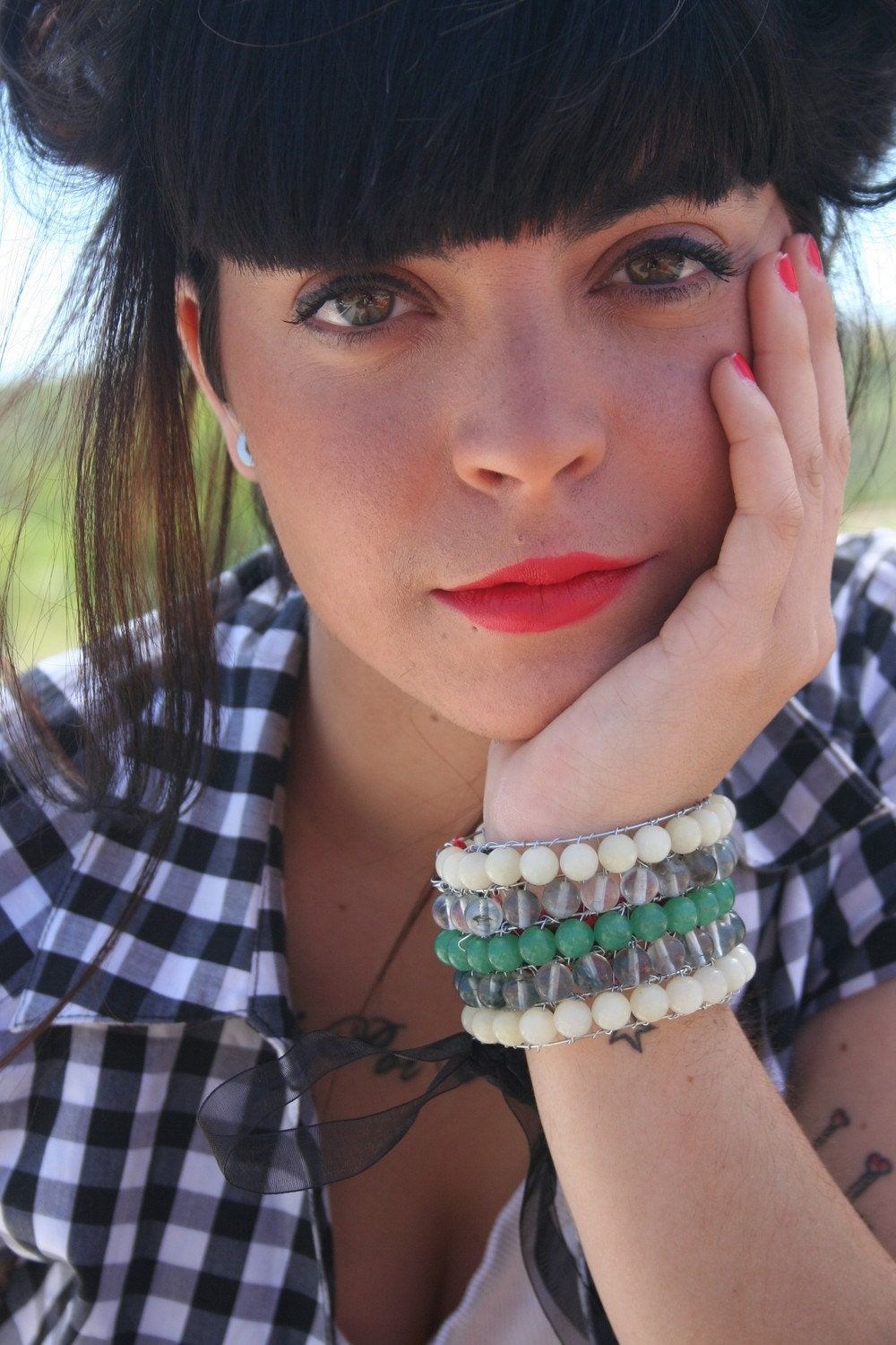 ON SALE Garden Green Cuff. Brazalete jardin rebajado