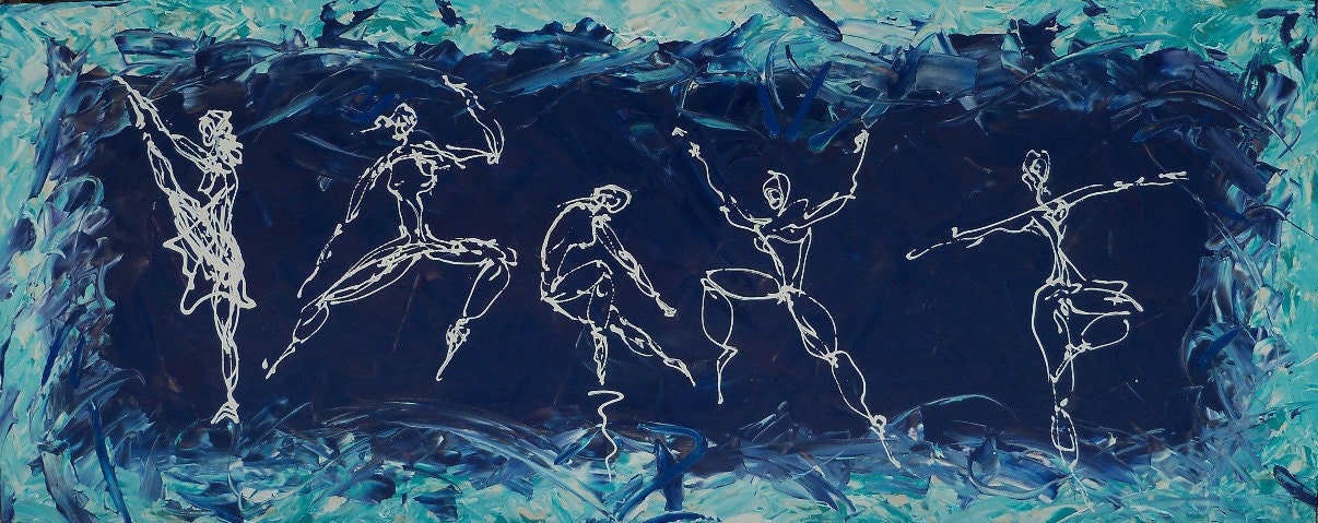 Dancing performance art to music and life painting