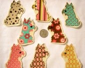 4 Dogs or Puppies No Sew Iron On Appliques Cotton Flannel Patches Retro